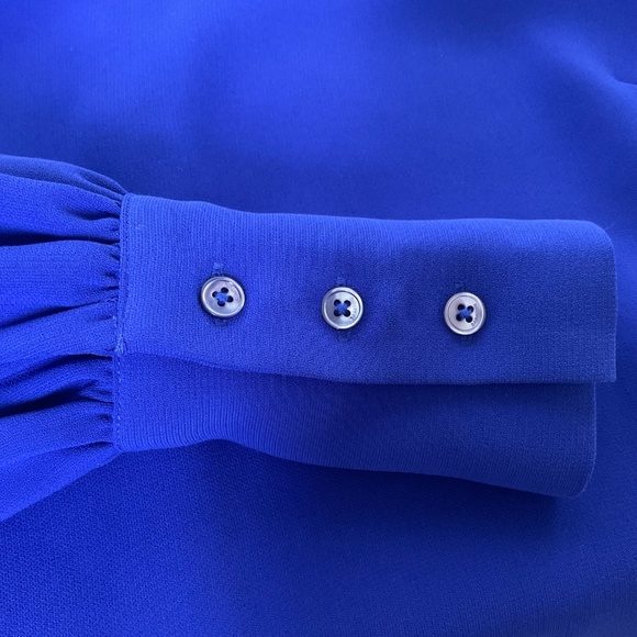 Aritzia Babaton Blouse Medium Blue Luxury Careerwear Long Sleeves Button Cuff XS - Picture 8 of 15